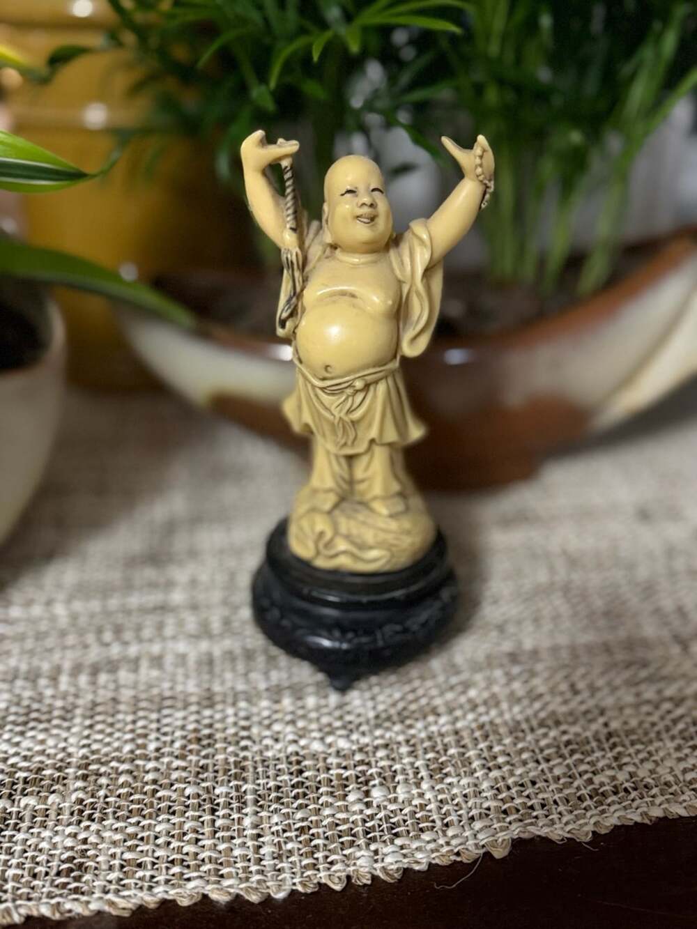 Vintage Italian Resin Laughing Buddha Figurine Made In Italy